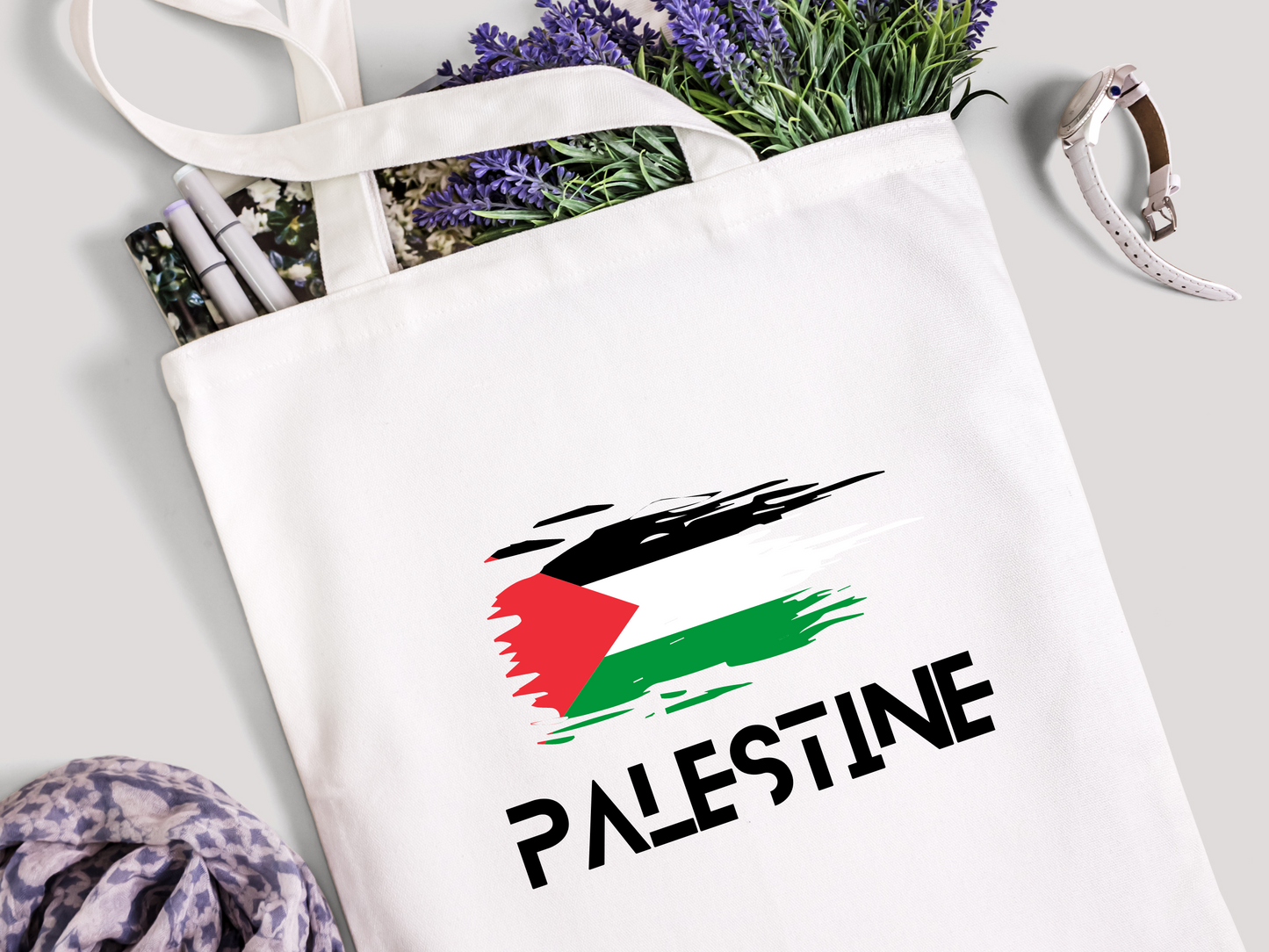 Palestine Tote with Flag