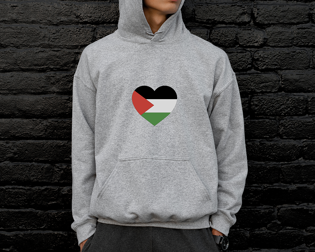 Pull Over Hoodie with Palestine Heart Design