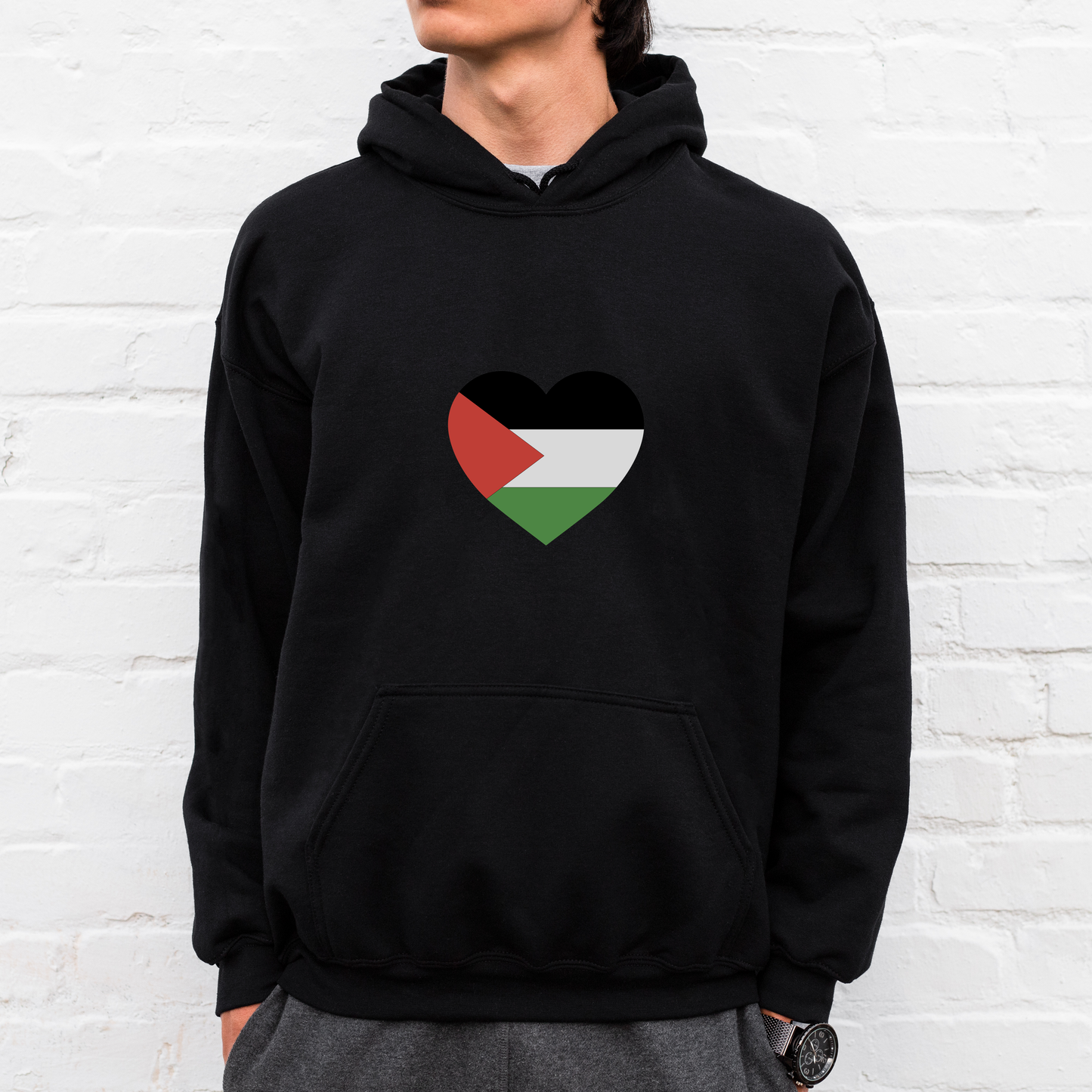 Pull Over Hoodie with Palestine Heart Design