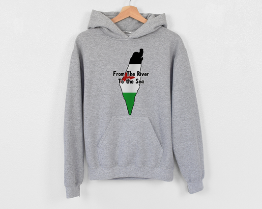 Pull Over Hoodie with From the River to the Sea Palestine Map Design