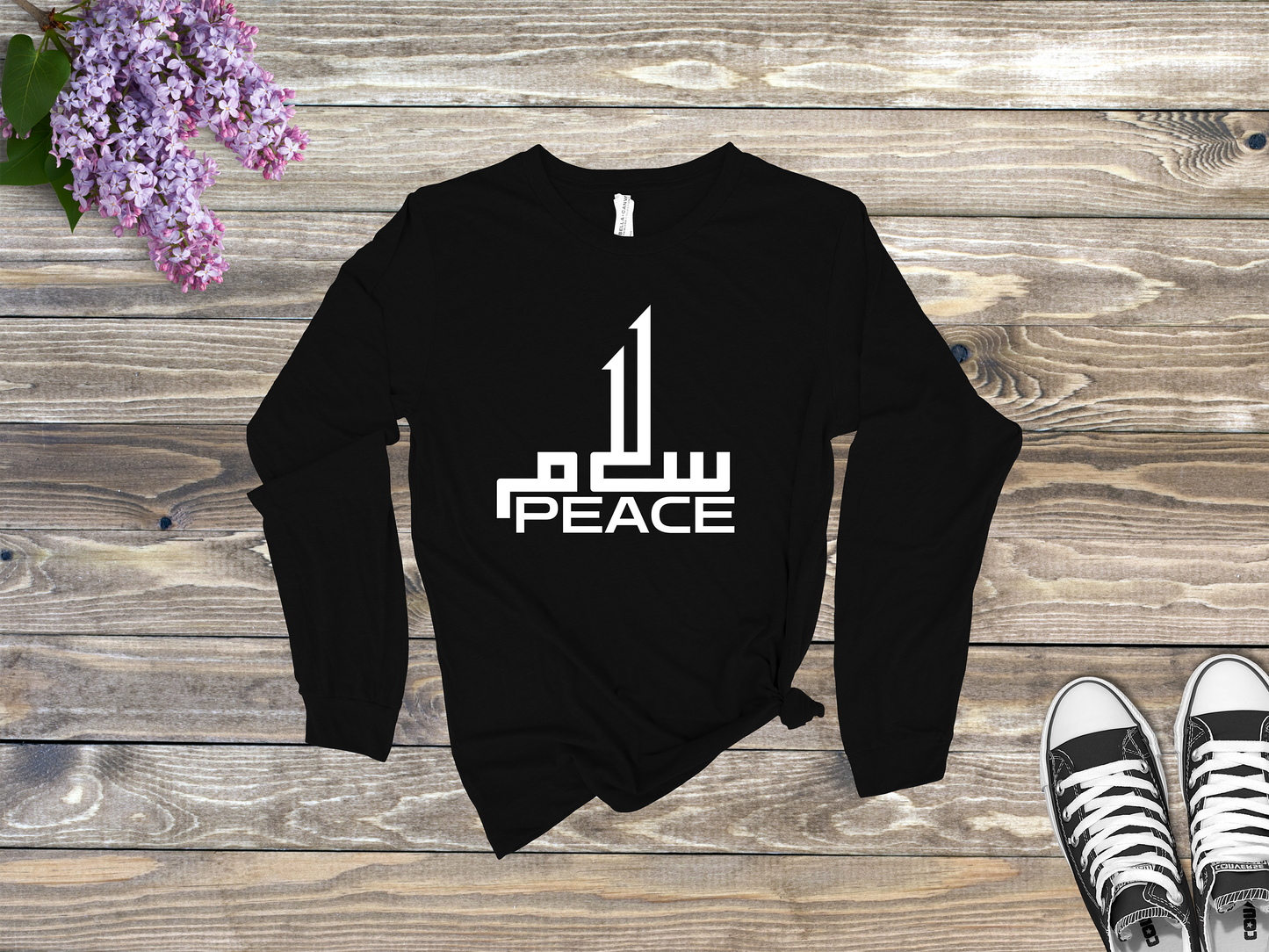 Salam Peace Long Sleeve Shirt Minimalist Arabic Calligraphy Design