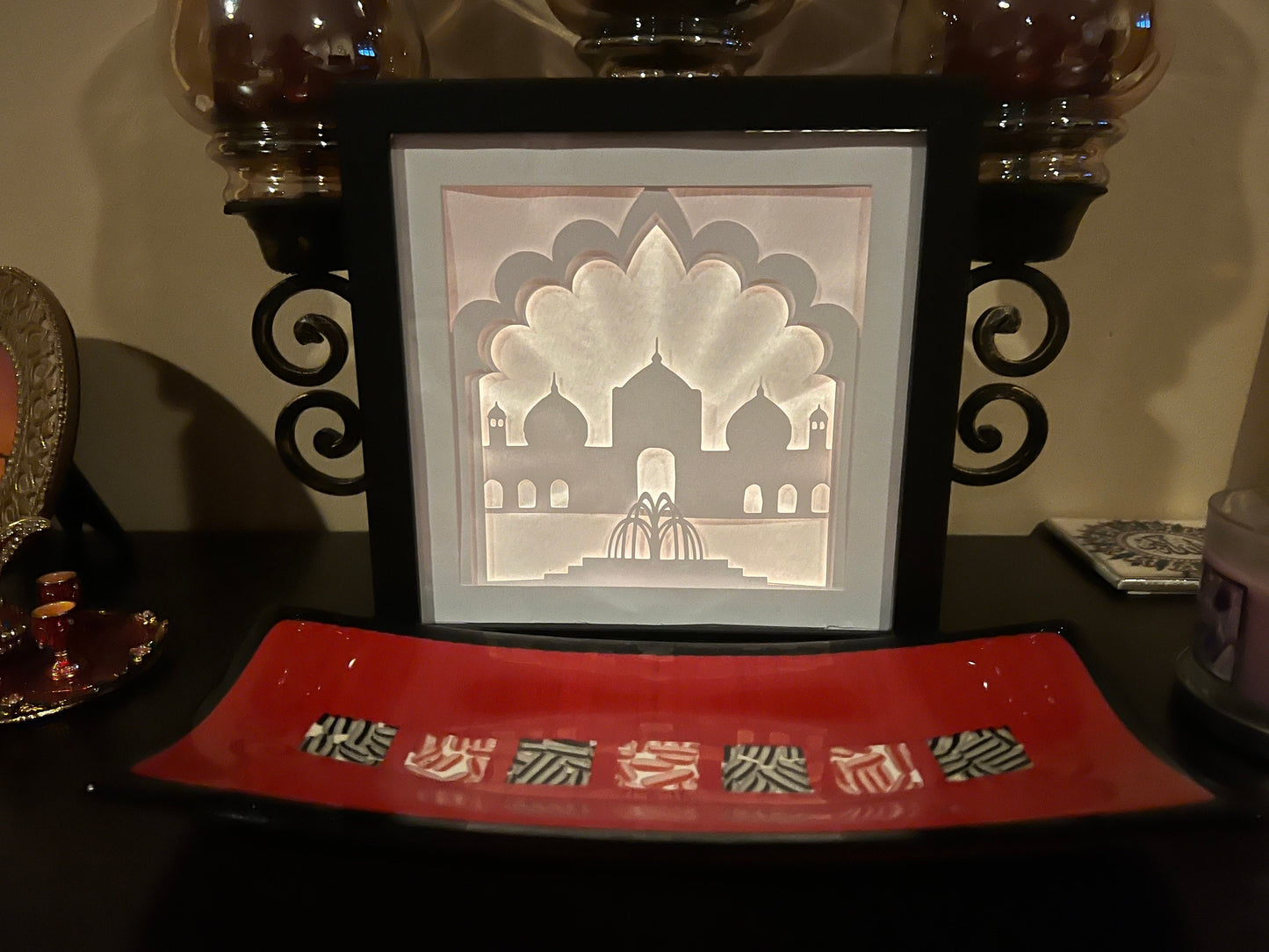 Lighted Shadow Box Badshahi Mosque Lahore Pakistan